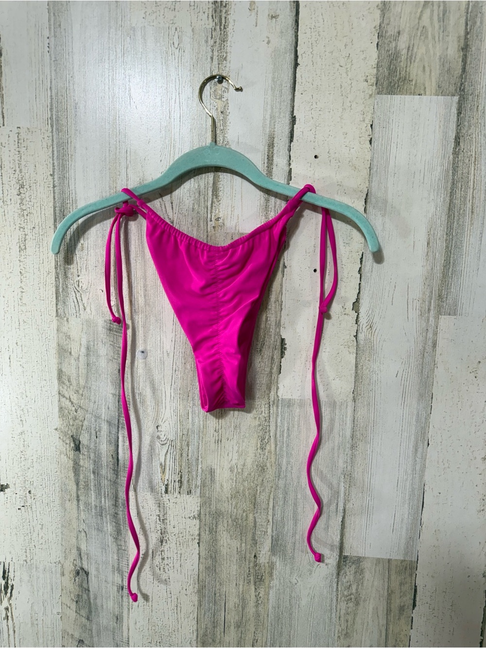 Hot Pink String Bikini Bottom Ruched Backside - Picture 4 of 6